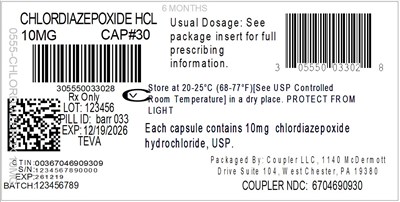 Label (0555 0033 02 Chlordiazepox 10mg 67046 909 30)